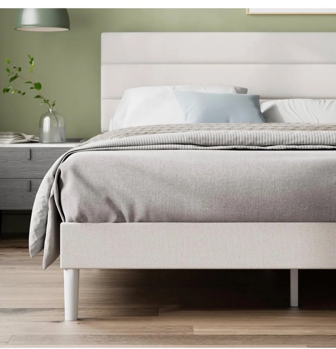 Double Upholstered Bed Frame with Headboard (135 x - Image 2