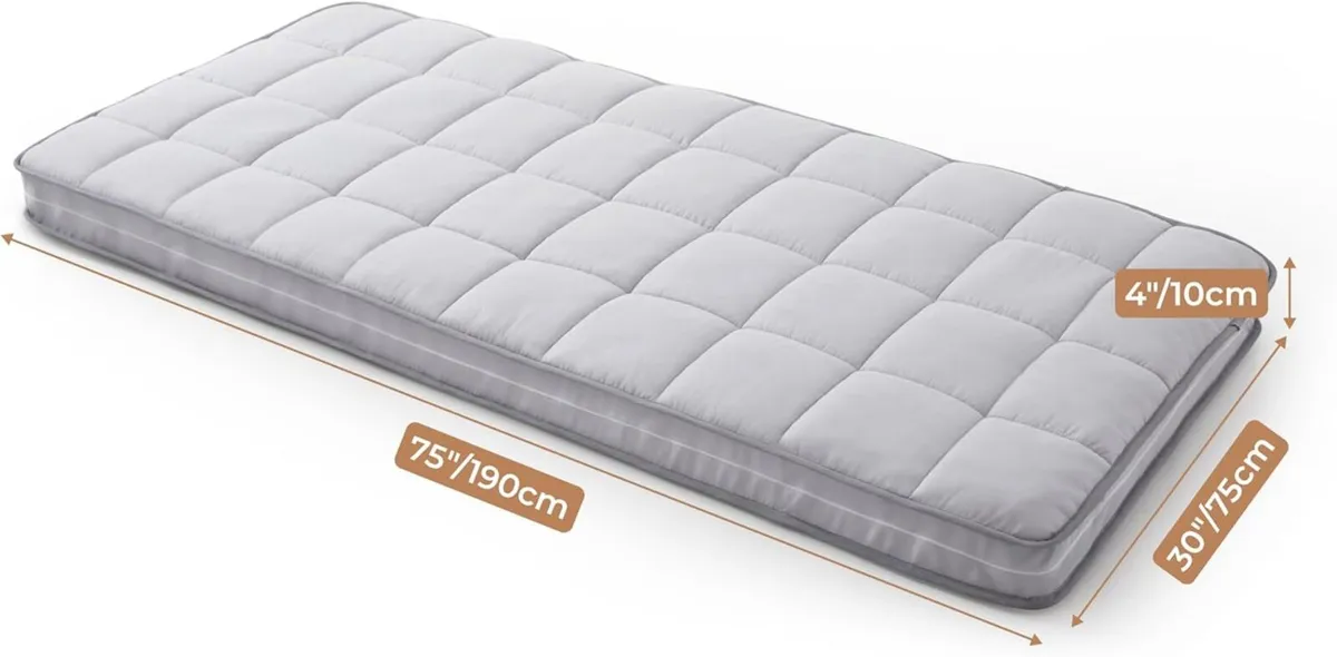 Single Roll Up Floor Mattress Memory Foam Topper - Image 3