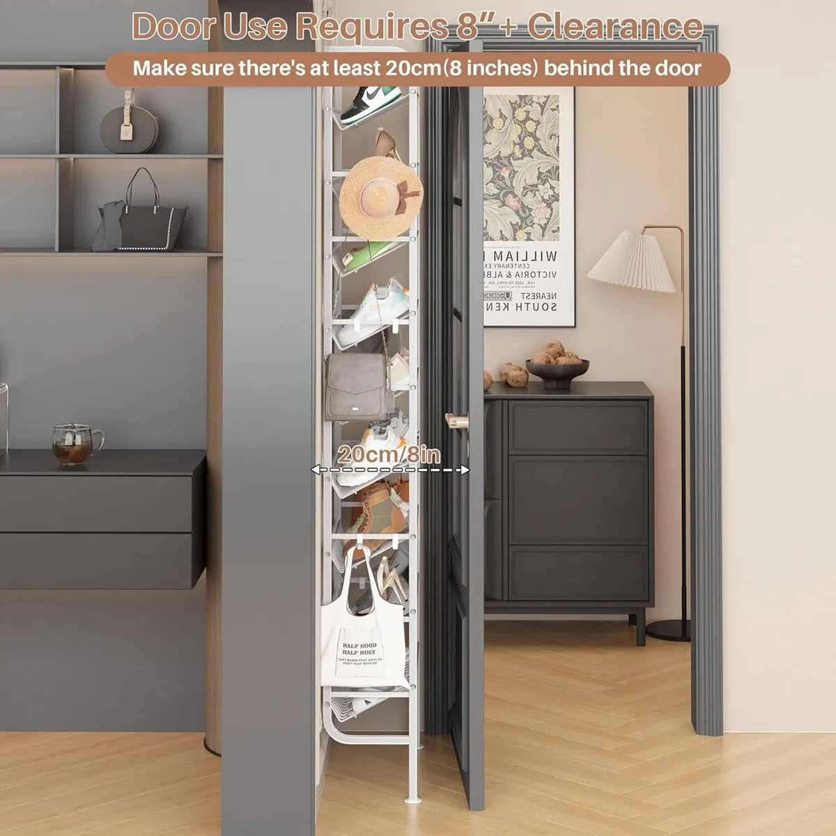 Narrow Shoe Rack Over the Door 9 Tier Storage - Image 4