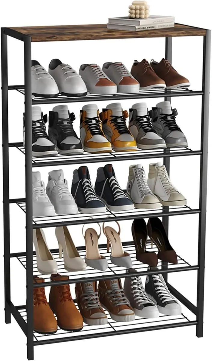 6-Tier Industrial Shoe Rack Metal Storage - Image 1