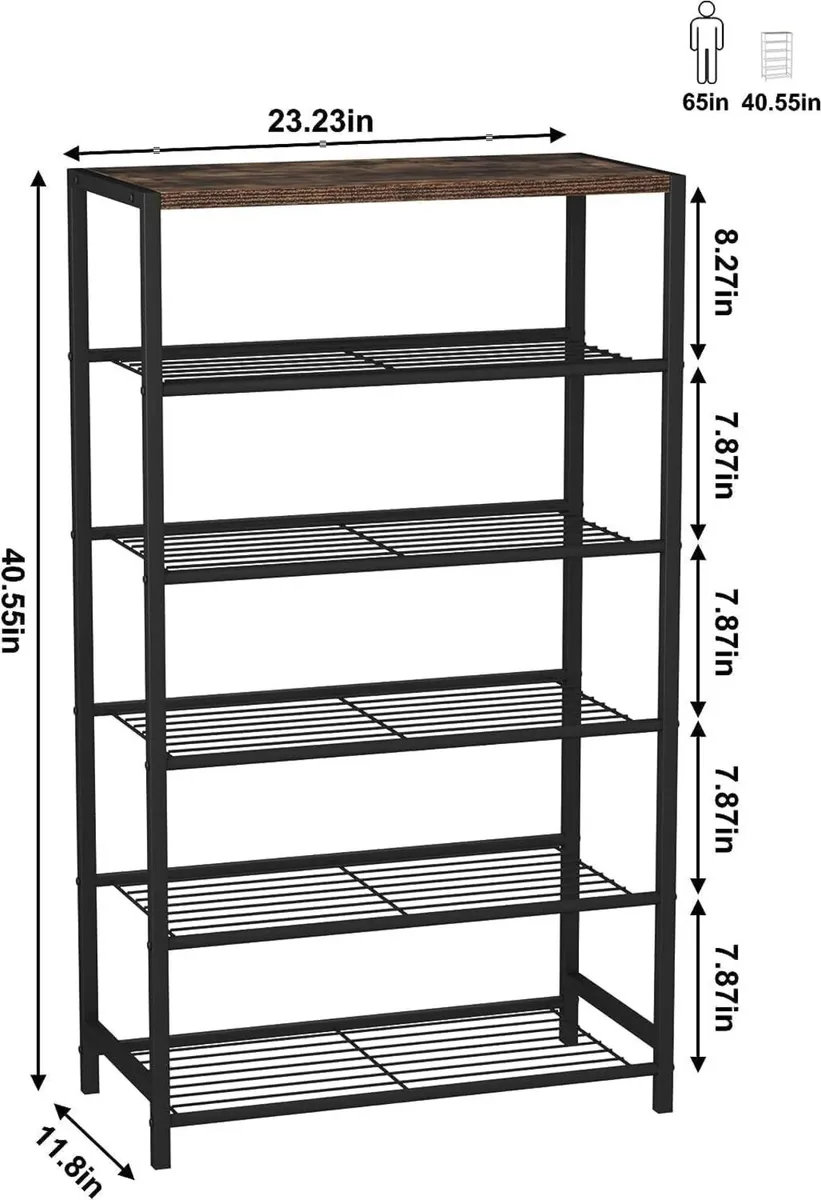6-Tier Industrial Shoe Rack Metal Storage - Image 3