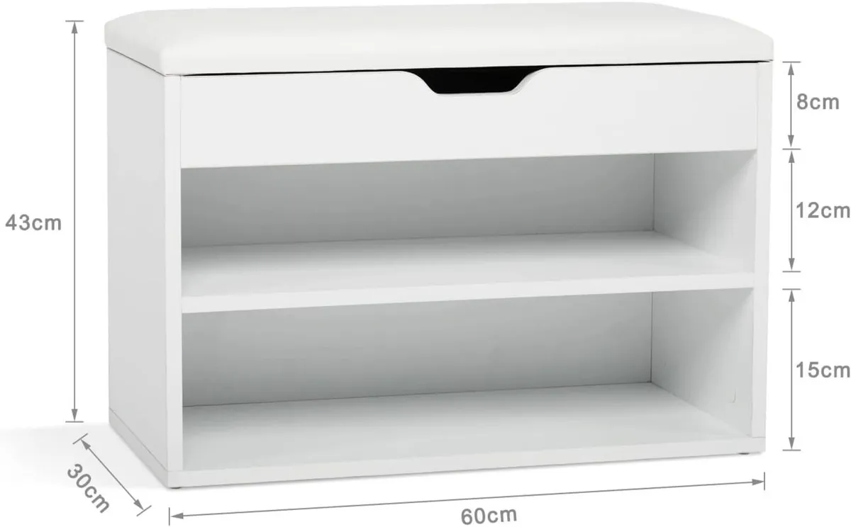 Shoe Storage Bench Cabinet with Seat 60 x 30 43 - Image 3