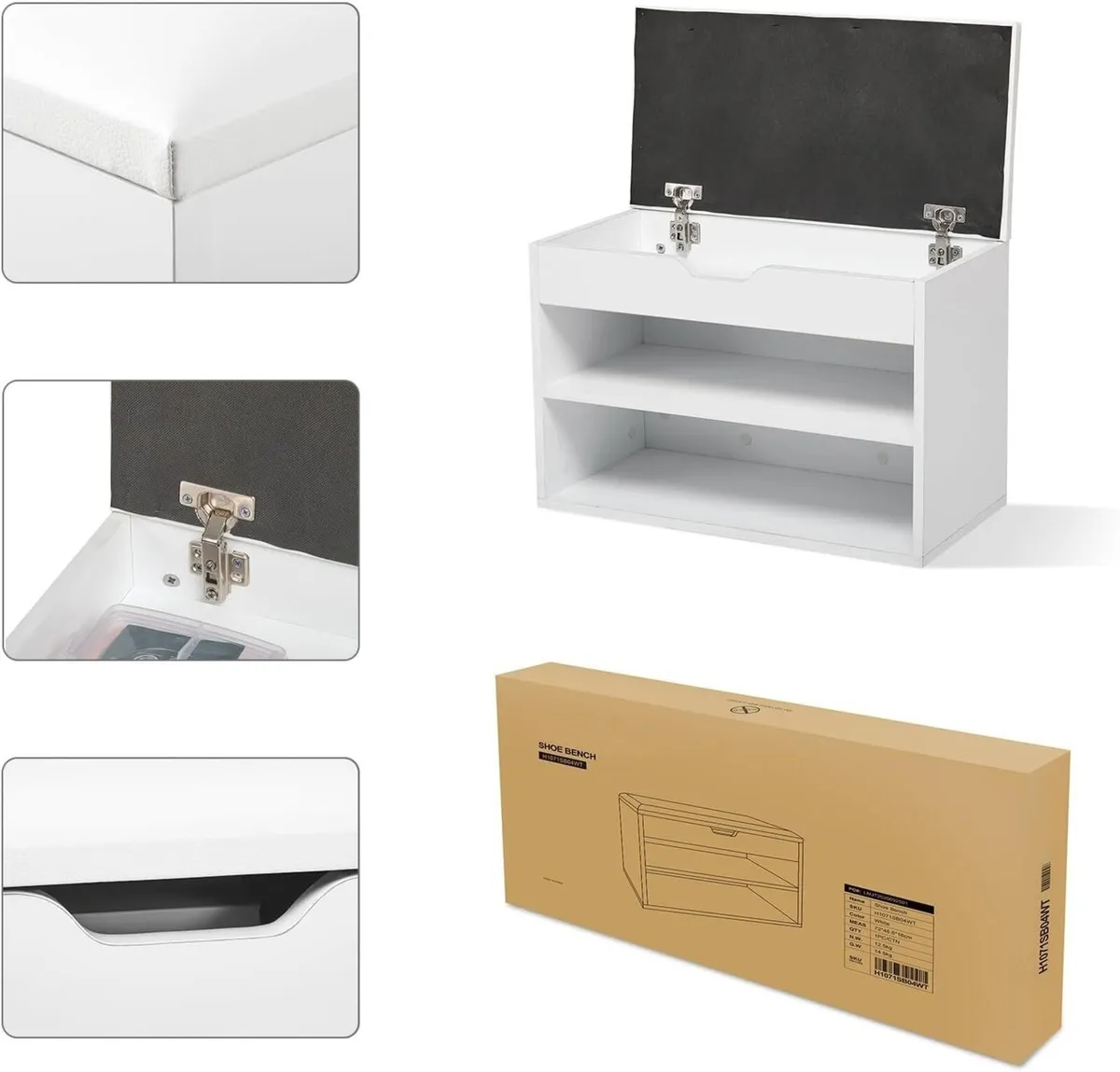 Shoe Storage Bench Cabinet with Seat 60 x 30 43 - Image 4