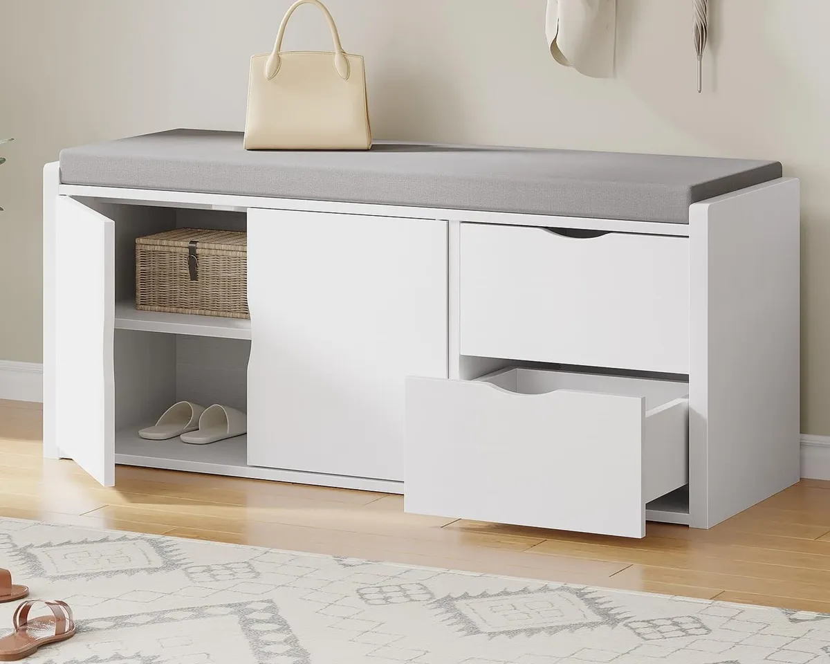 Hallway Storage Bench Long Shoe with Drawers and - Image 1
