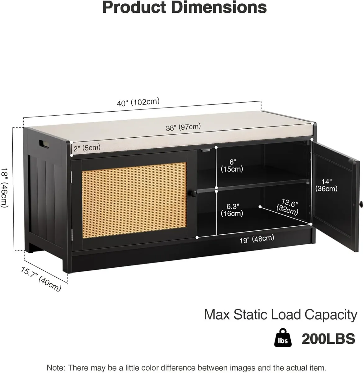 Shoe Bench with Cushion Storage Padded Seat 4 - Image 2
