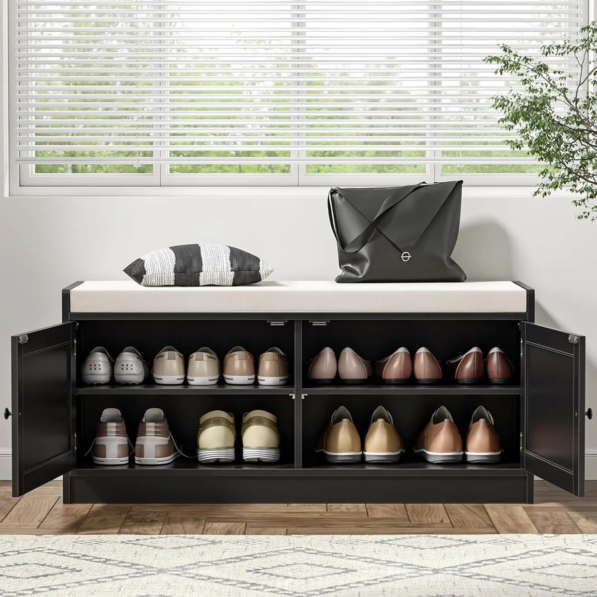 Shoe Bench with Cushion Storage Padded Seat 4 - Image 3