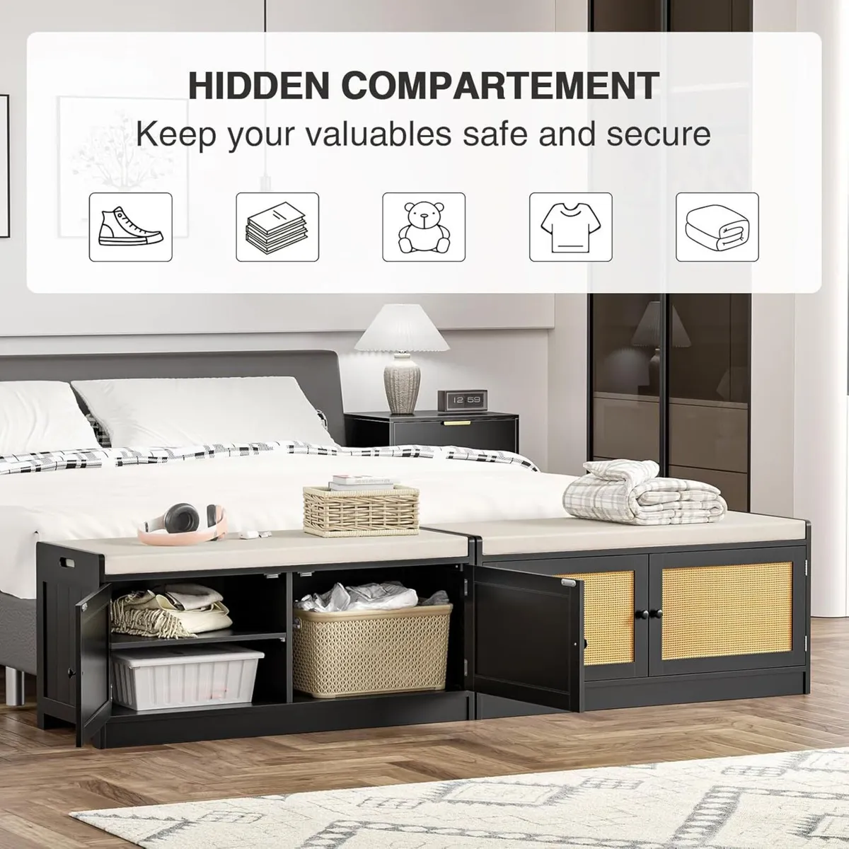 Shoe Bench with Cushion Storage Padded Seat 4 - Image 4