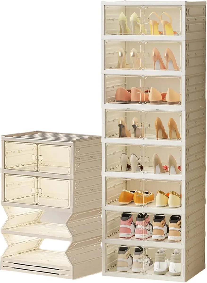 8 Tiers Foldable Shoe Storage Box Plastic - Image 1