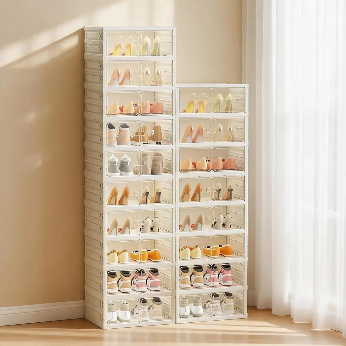 8 Tiers Foldable Shoe Storage Box Plastic - Image 2