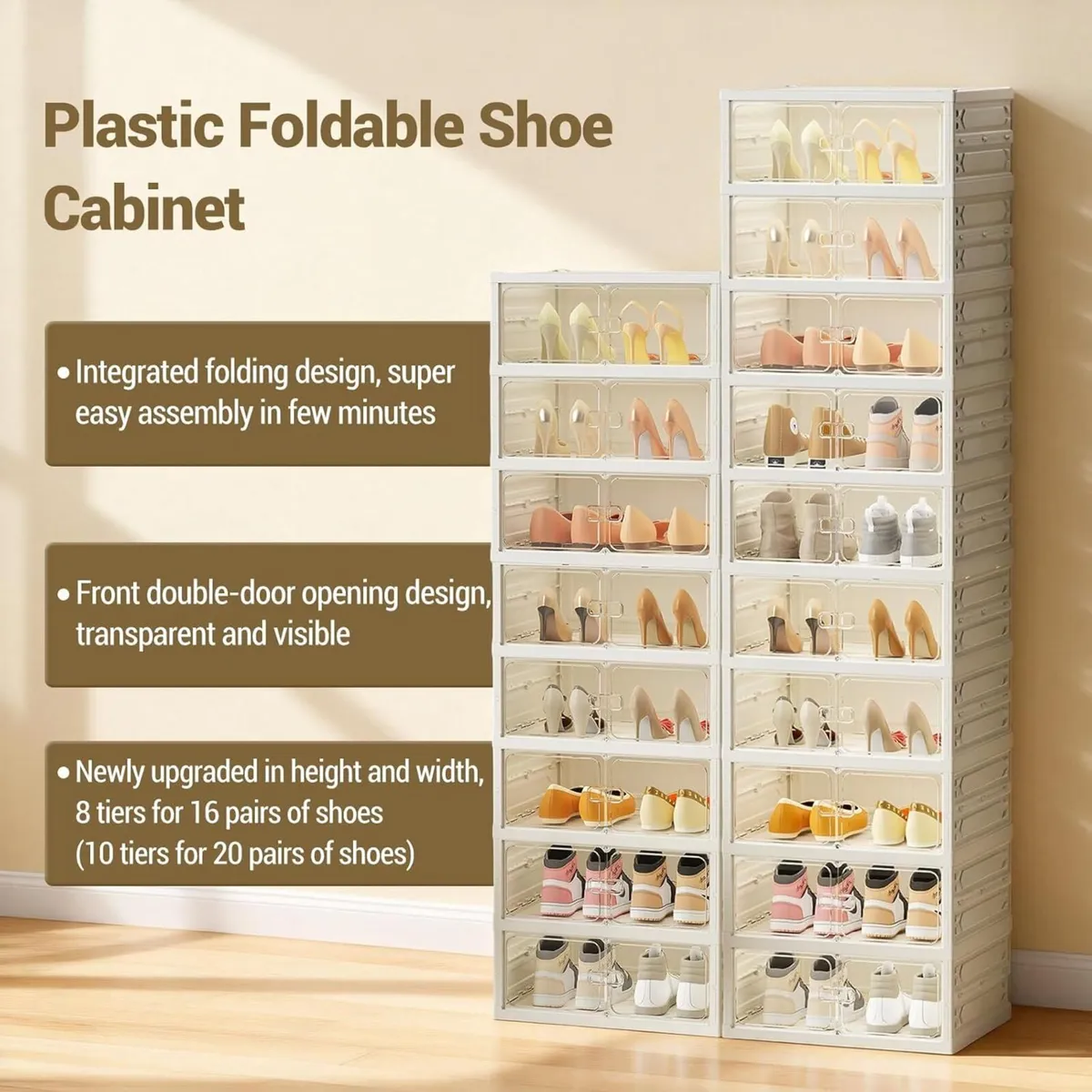 8 Tiers Foldable Shoe Storage Box Plastic - Image 4