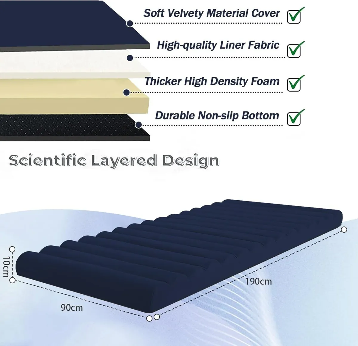 Roll Up Floor Mattress Single 10cm Thick Portable - Image 3