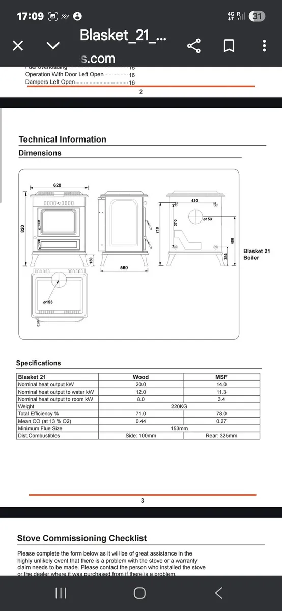 HENLEY 21 KW BLASKET BOILER STOVE - Image 3