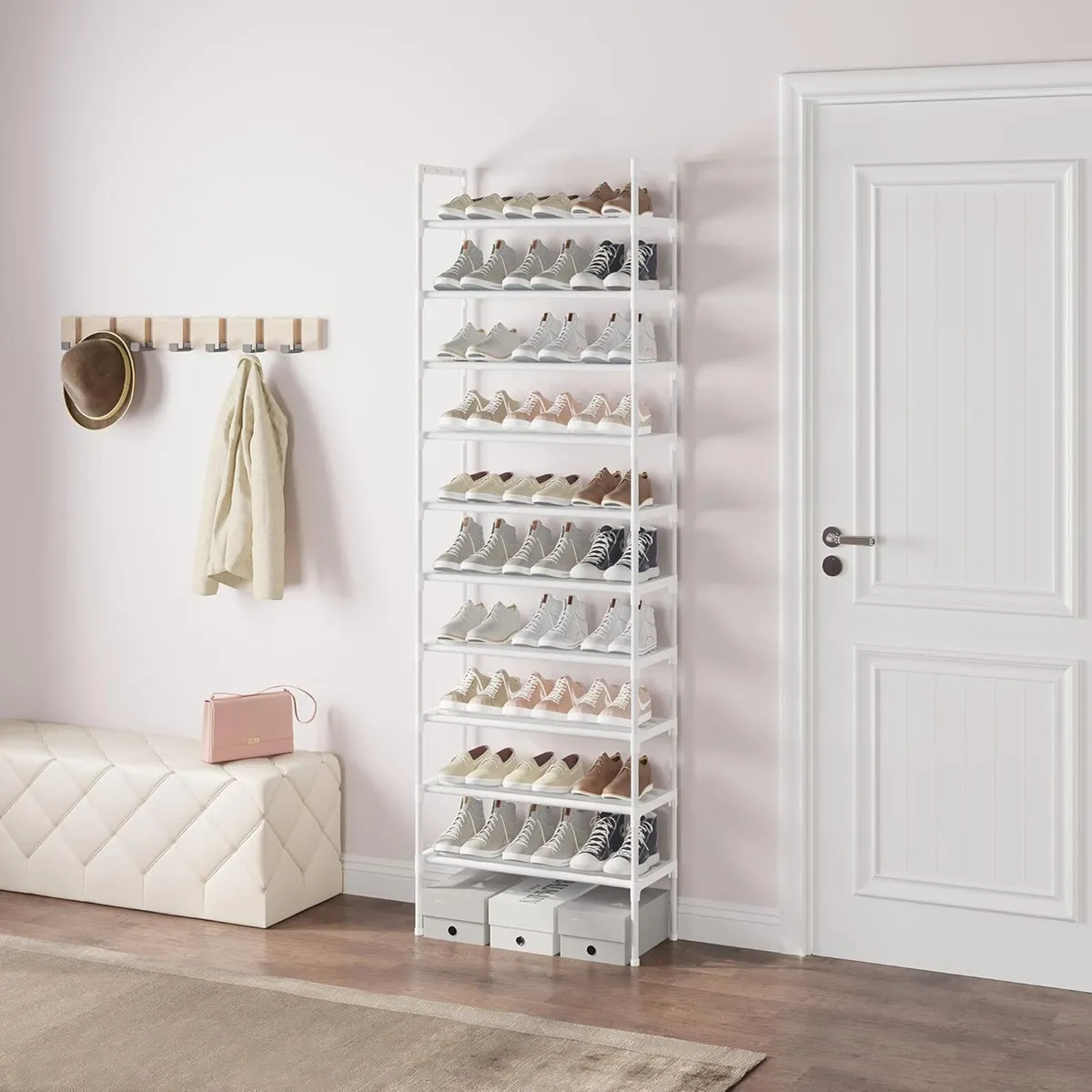 S-528 10 Tiers White Adjustable Shoe Storage Tall - Image 1