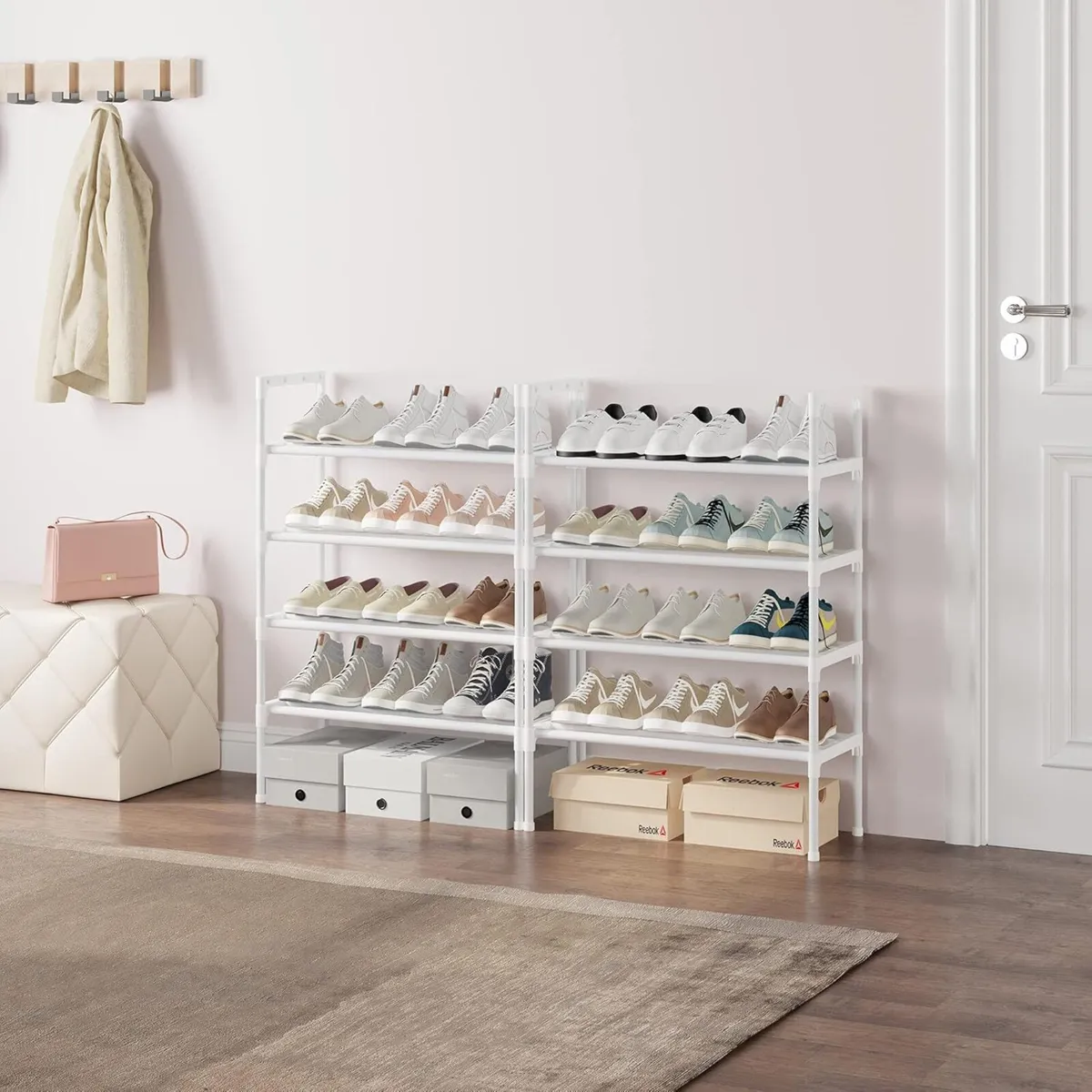 S-528 10 Tiers White Adjustable Shoe Storage Tall - Image 4