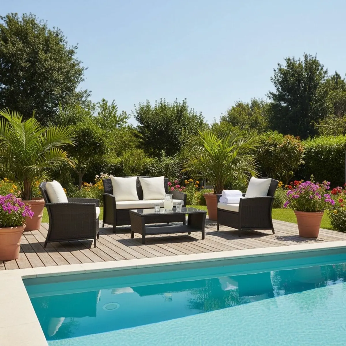 Newport 4 Seater Patio Garden Set + Table - Image 1