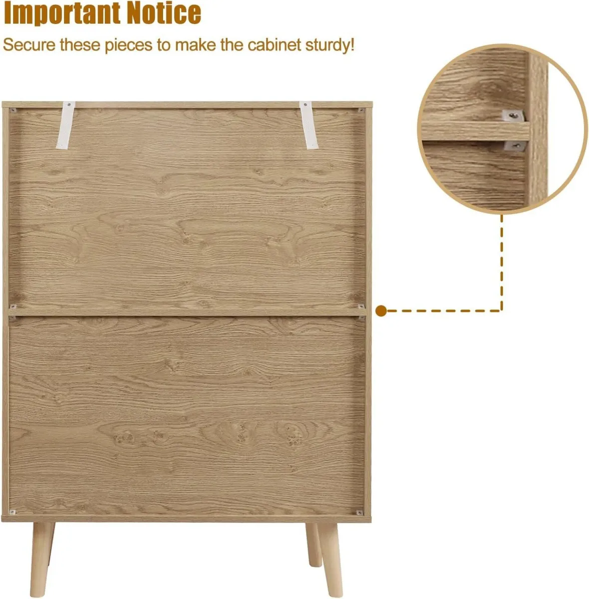 Rattan Sideboard Cabinet with 2 Doors Kitchen - Image 4