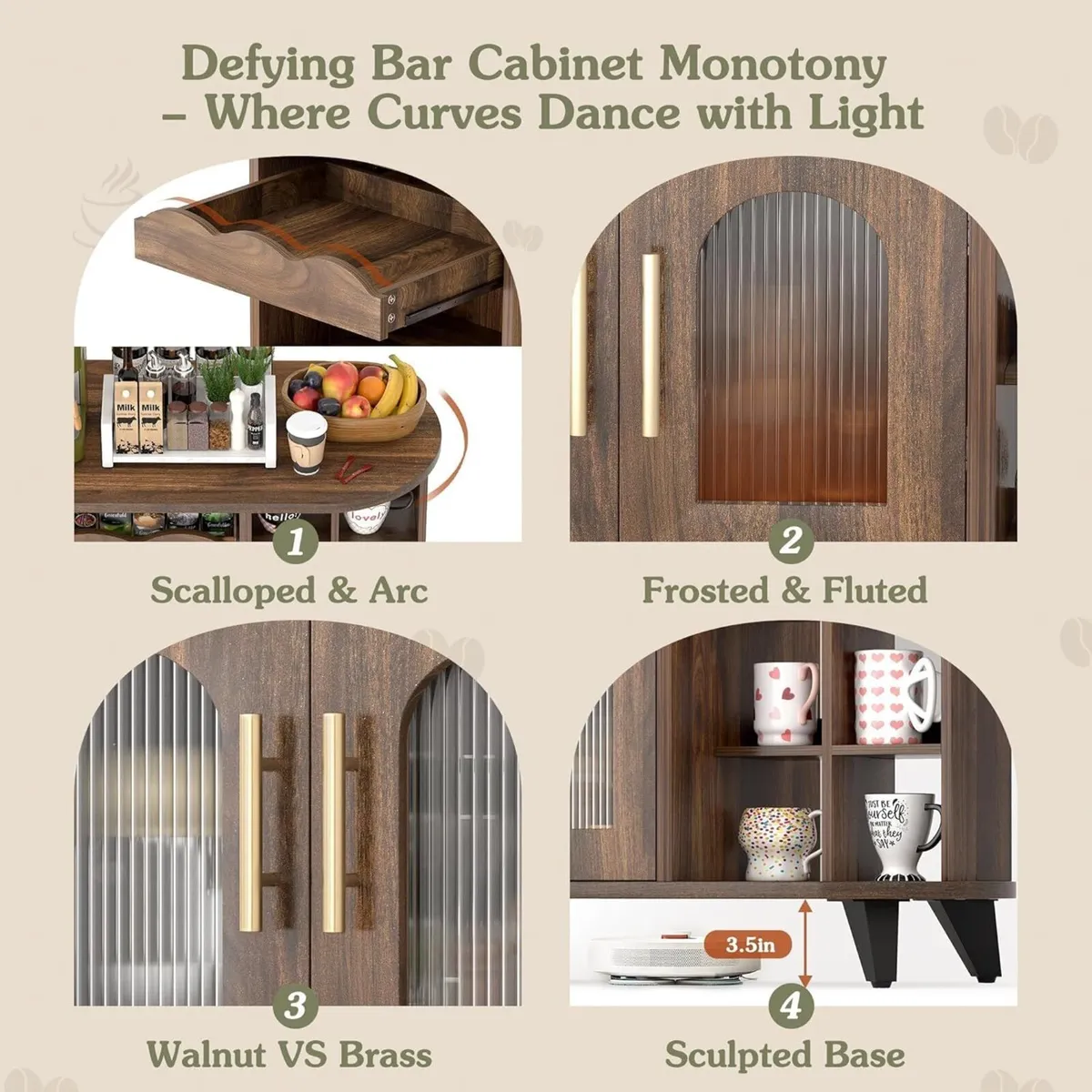 Kitchen Storage Cupboard with Mug Holder Display - Image 4