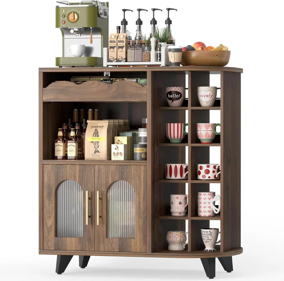 Kitchen Storage Cupboard with Mug Holder Display - Image 1