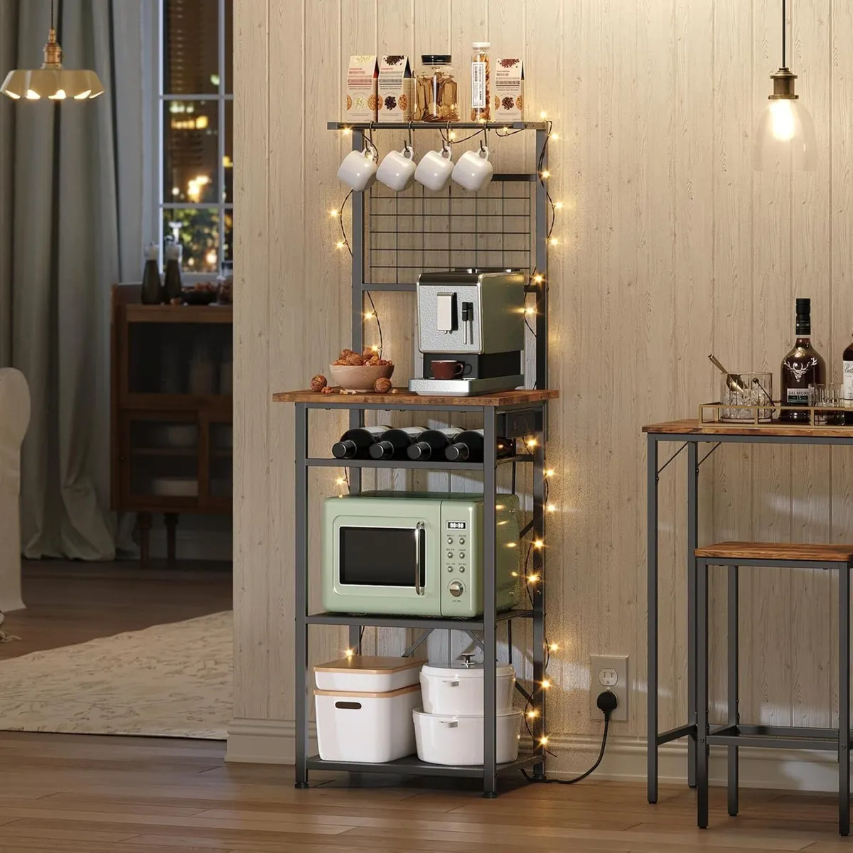 Bakers Rack Microwave Stand with Power Outlet - Image 2