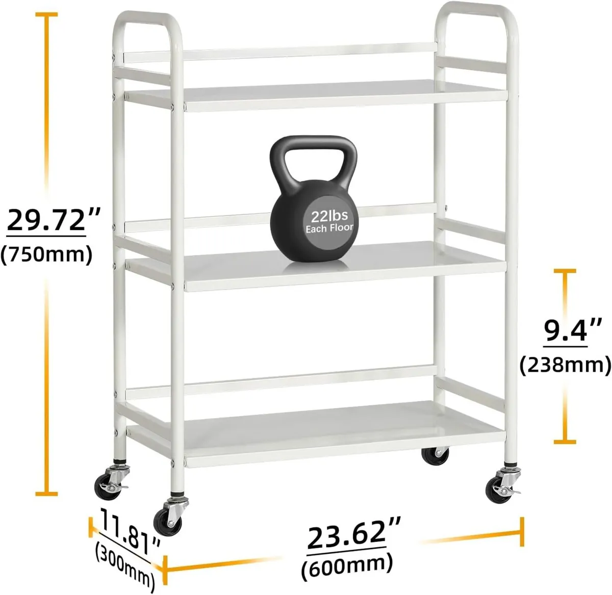 3-Tier Rolling Cart Kitchen Storage Trolley Car - Image 3