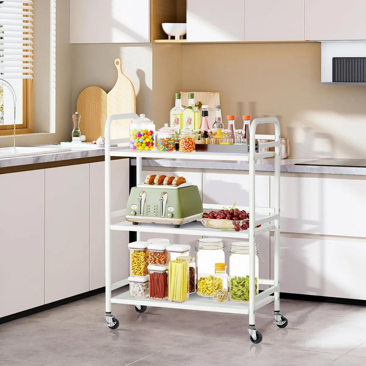 3-Tier Rolling Cart Kitchen Storage Trolley Car - Image 2