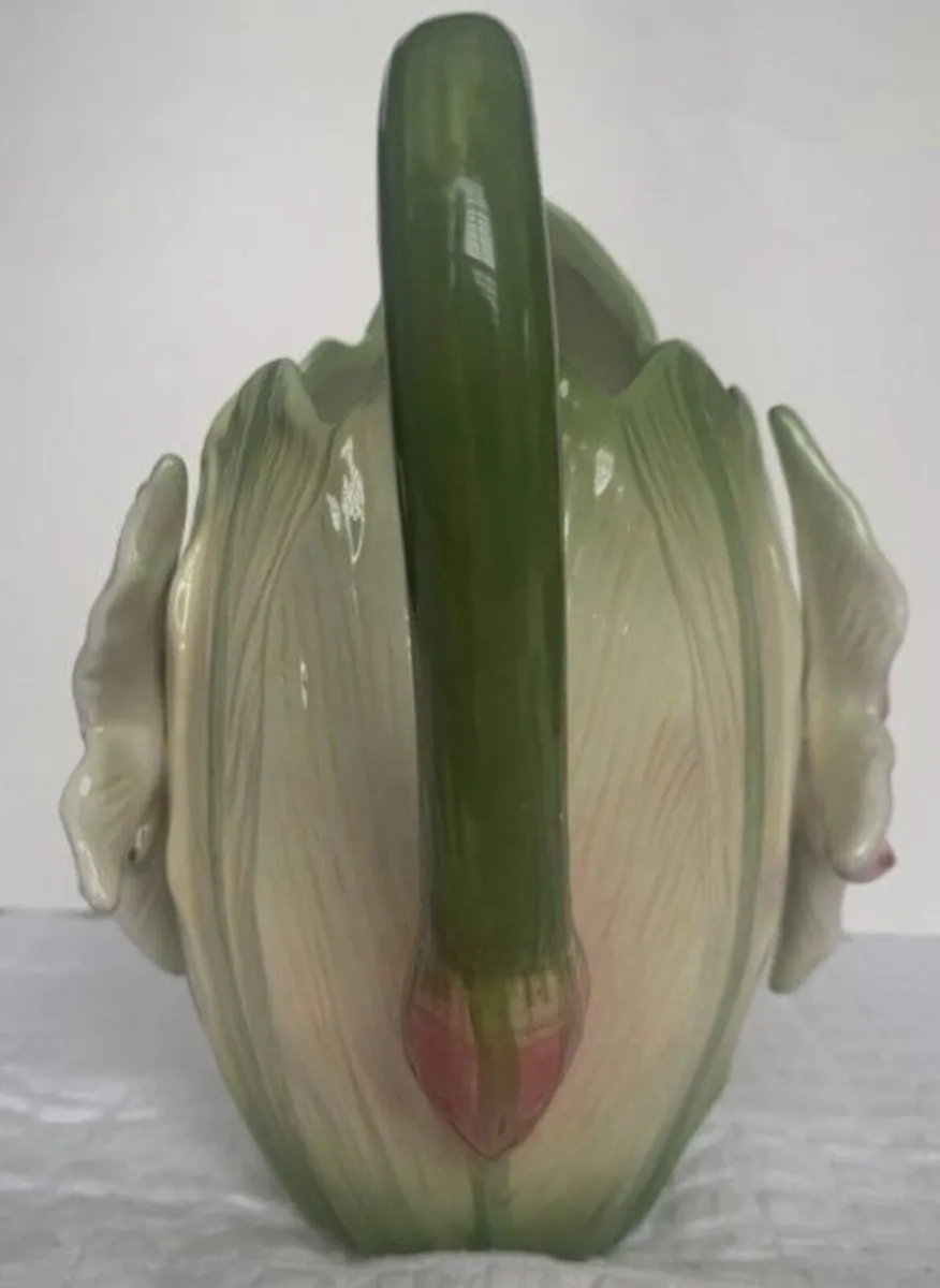 Majolica Butterfly Cabbage Ceramic Watering Pail - Image 2