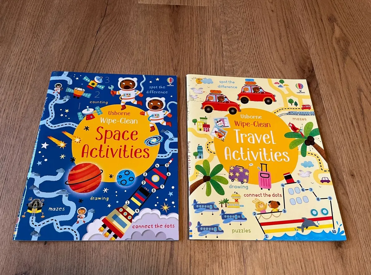 Usborne Wipe-Clean Activity Books x2 - Image 1