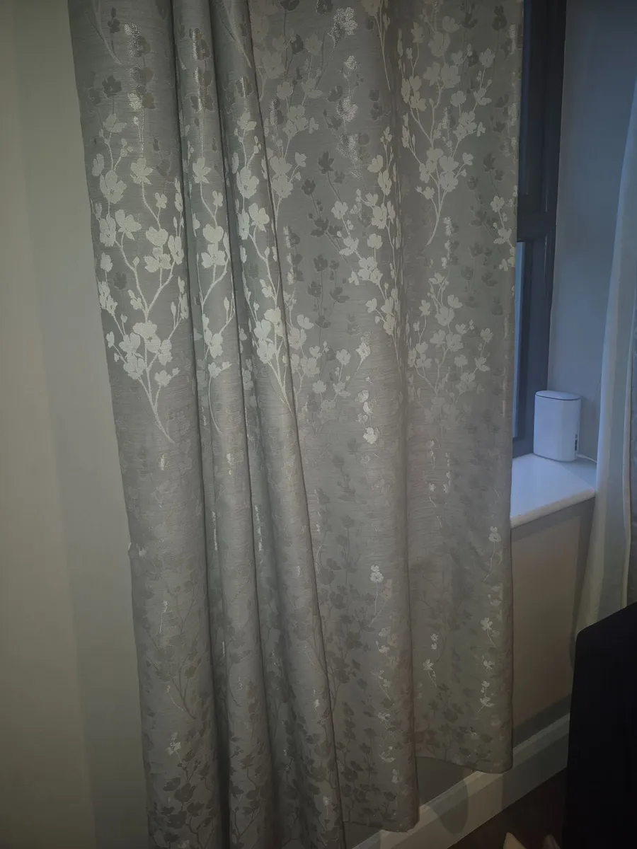 Grey Floral Curtains ( 2 sets) - Image 1