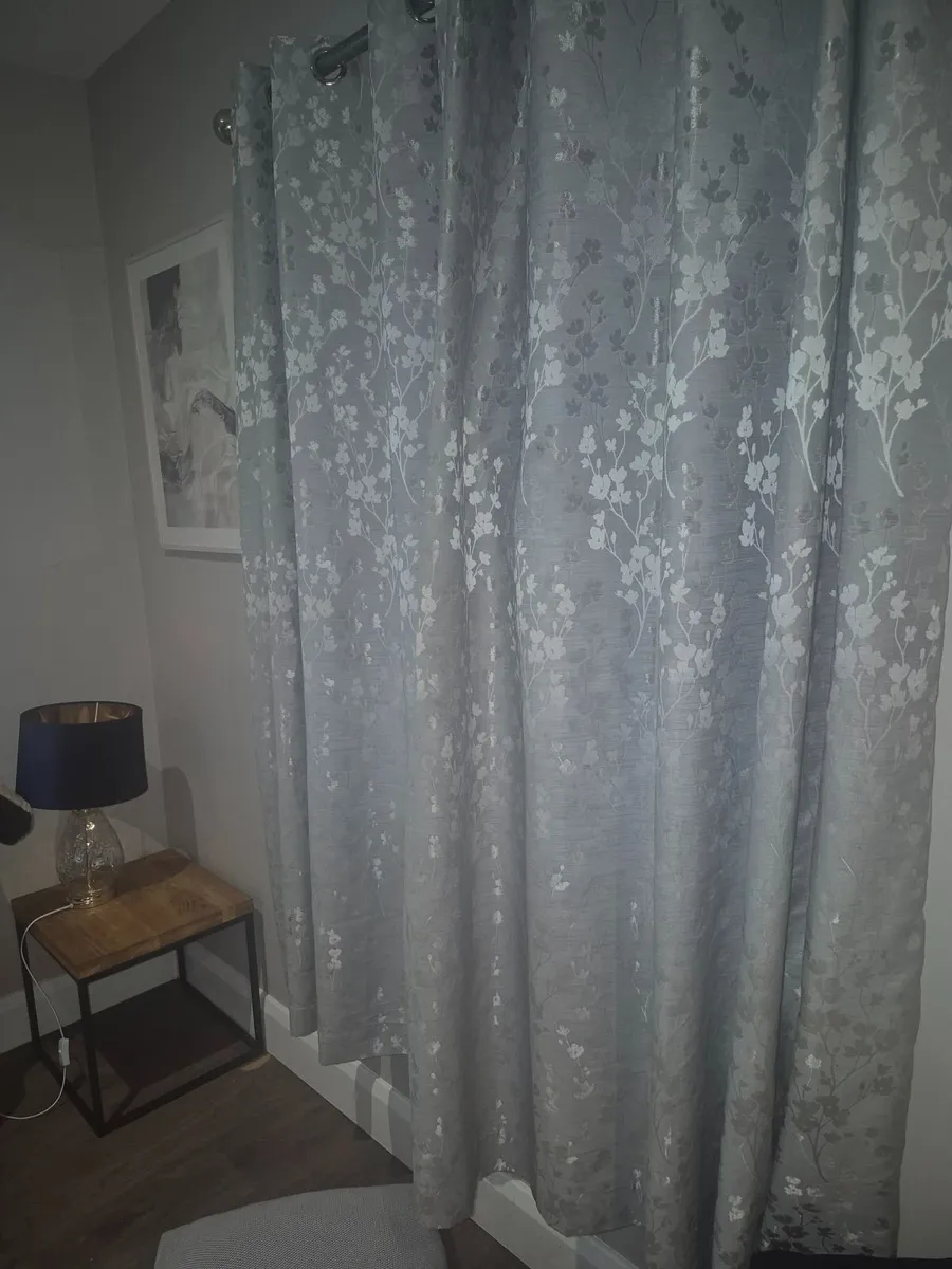 Grey Floral Curtains ( 2 sets) - Image 2