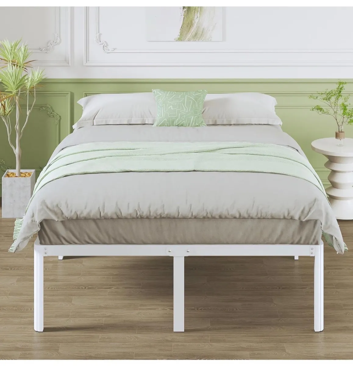 High White Double Bed Frame 4ft 6 with Rounded Cor - Image 3