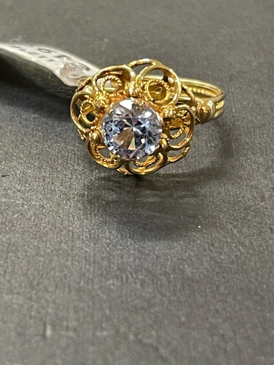 18k gold blue stone ring. - Image 3