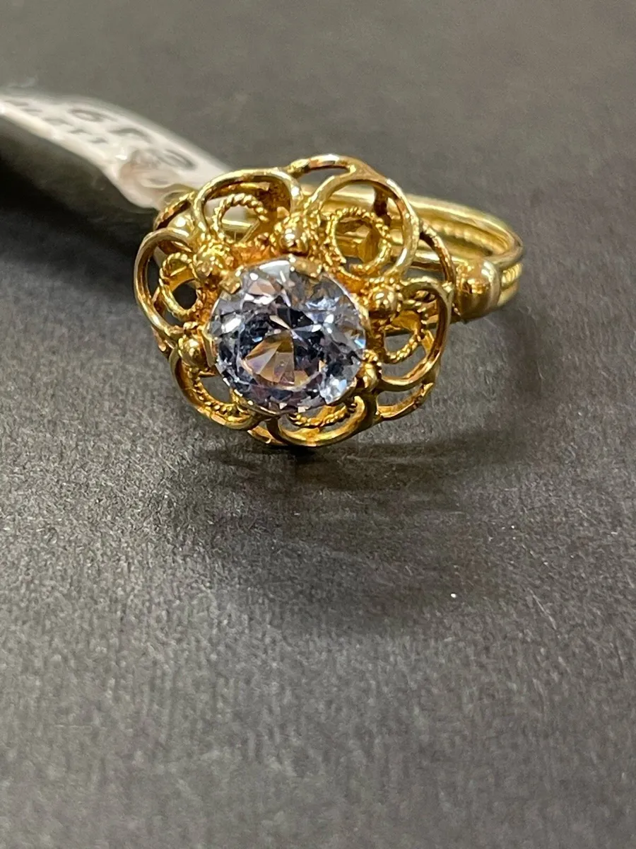 18k gold blue stone ring. - Image 4