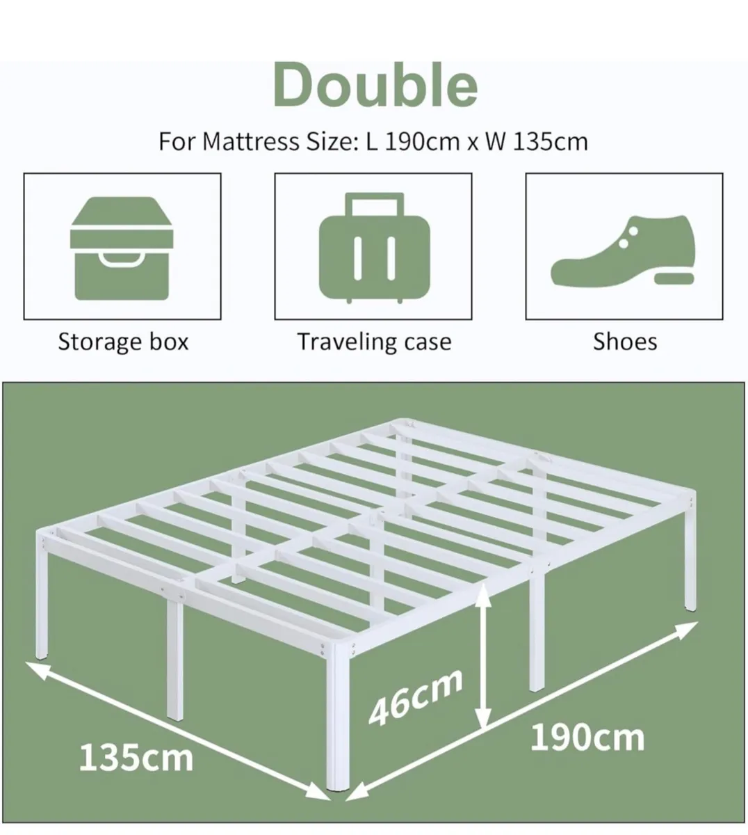 High White Double Bed Frame 4ft 6 with Rounded Cor - Image 1