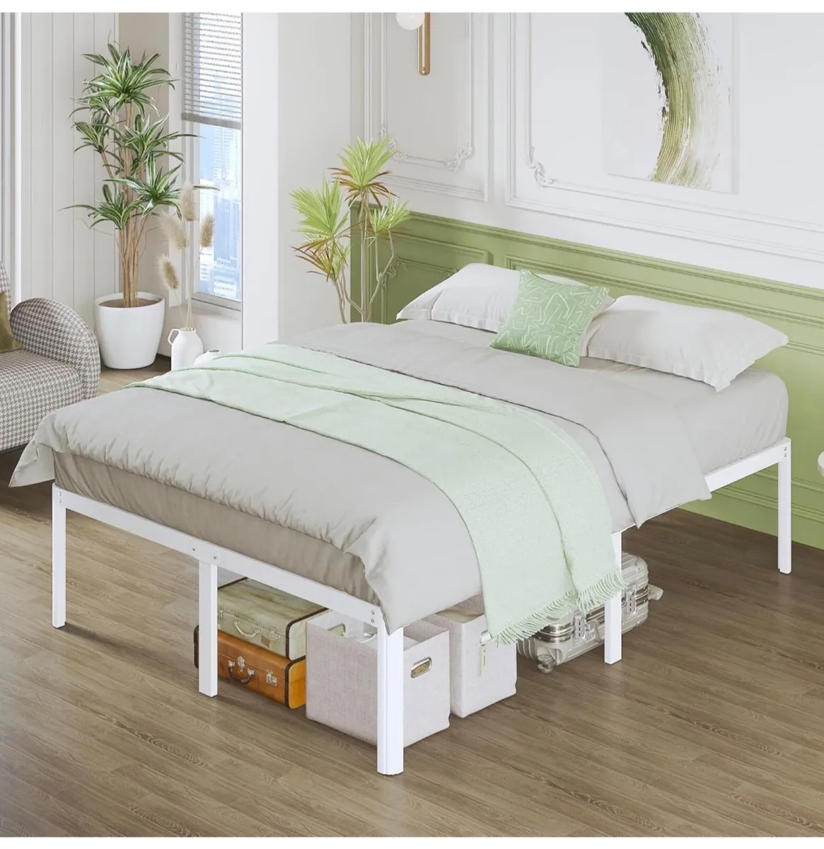 High White Double Bed Frame 4ft 6 with Rounded Cor - Image 2