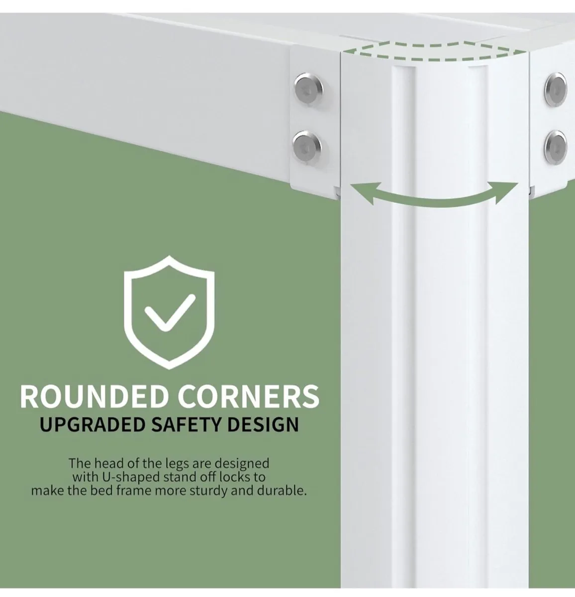 High White Double Bed Frame 4ft 6 with Rounded Cor - Image 3