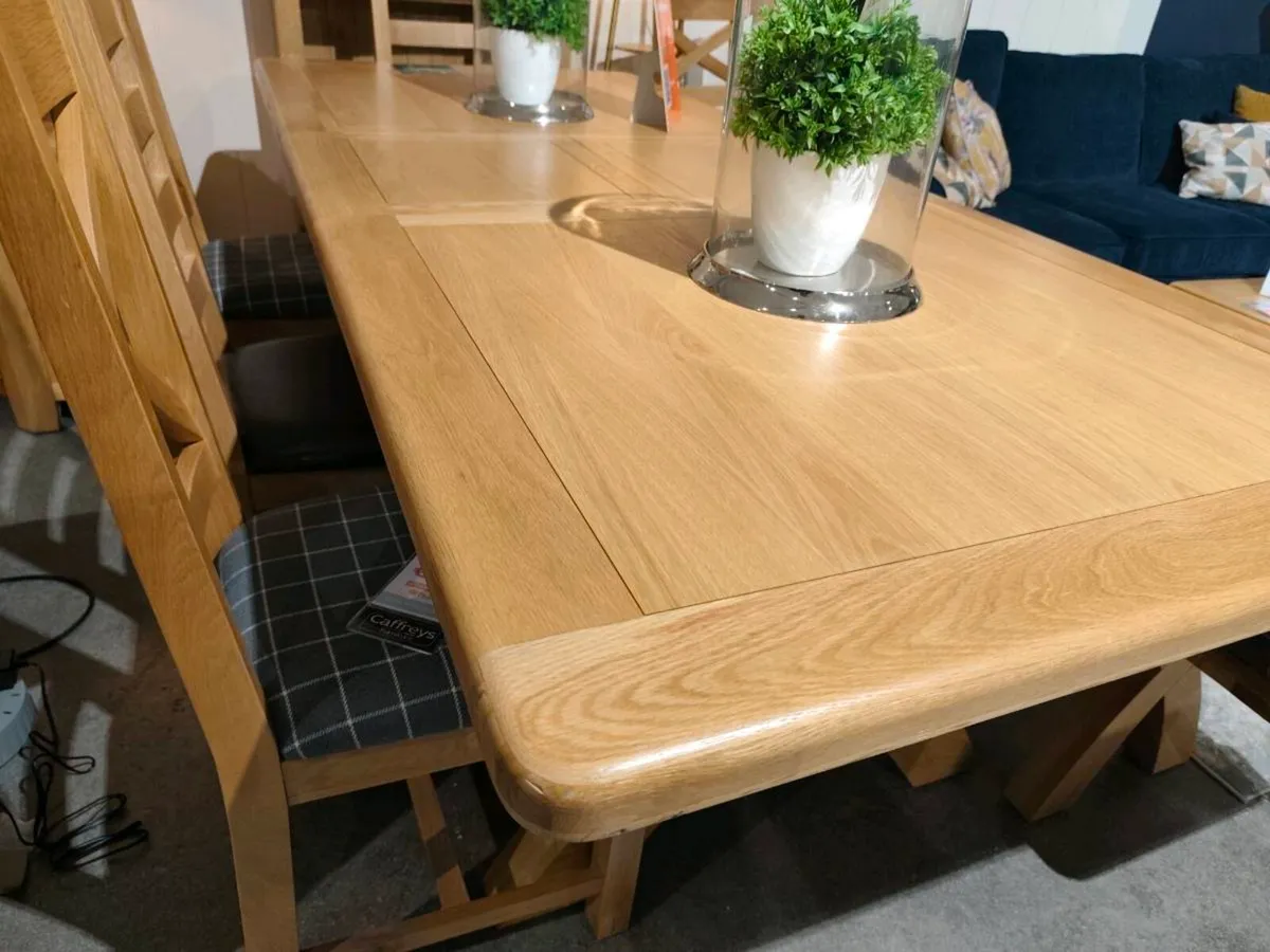 Extending Oak X Leg Farmhouse Dining Table, New - Image 3