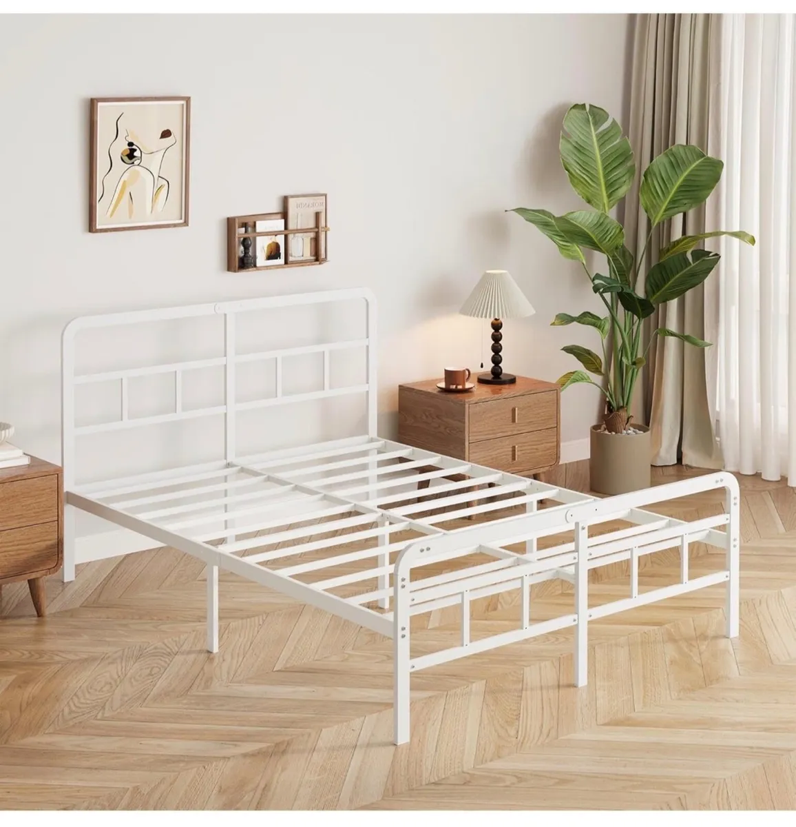 4ft6 Double Bed Frame with Curved Headboard - Image 4