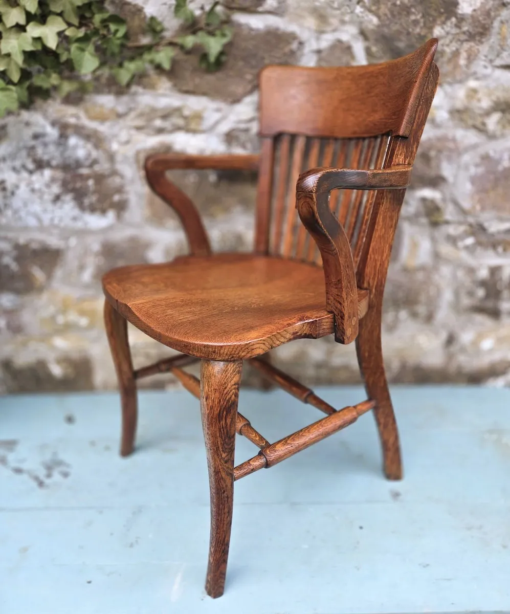 Victorian Oak Bankers Chair- Circa 1890 - Image 1
