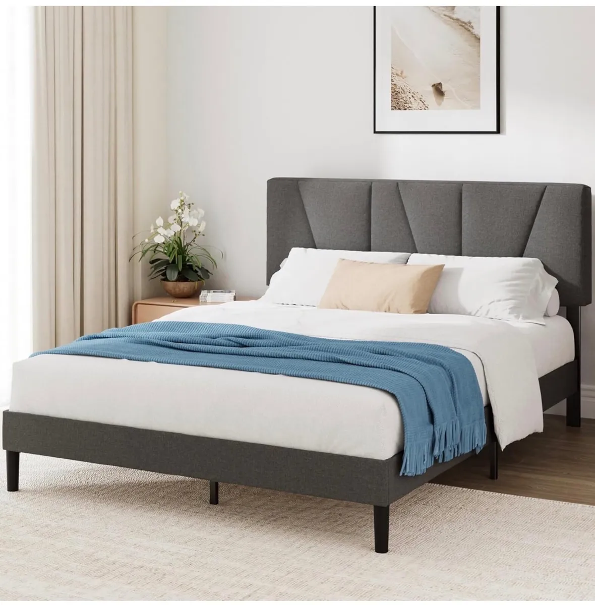 Maya Double Upholstered Bed Frame with Headboard ( - Image 4