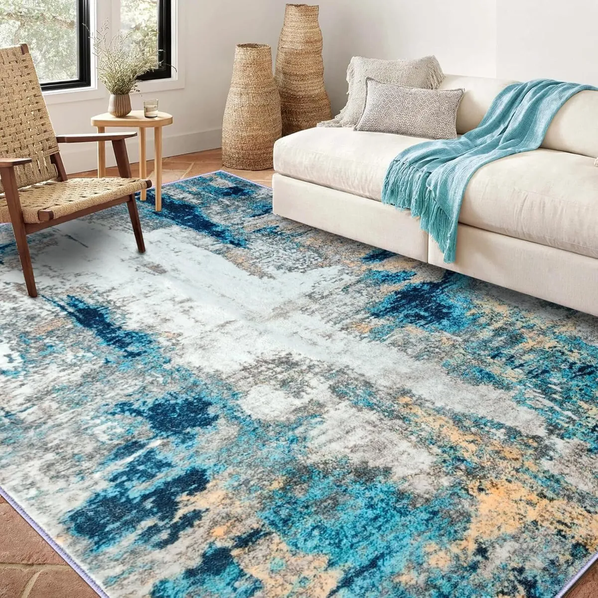 Teal Rugs for Living Room Extra Large Machine - Image 1