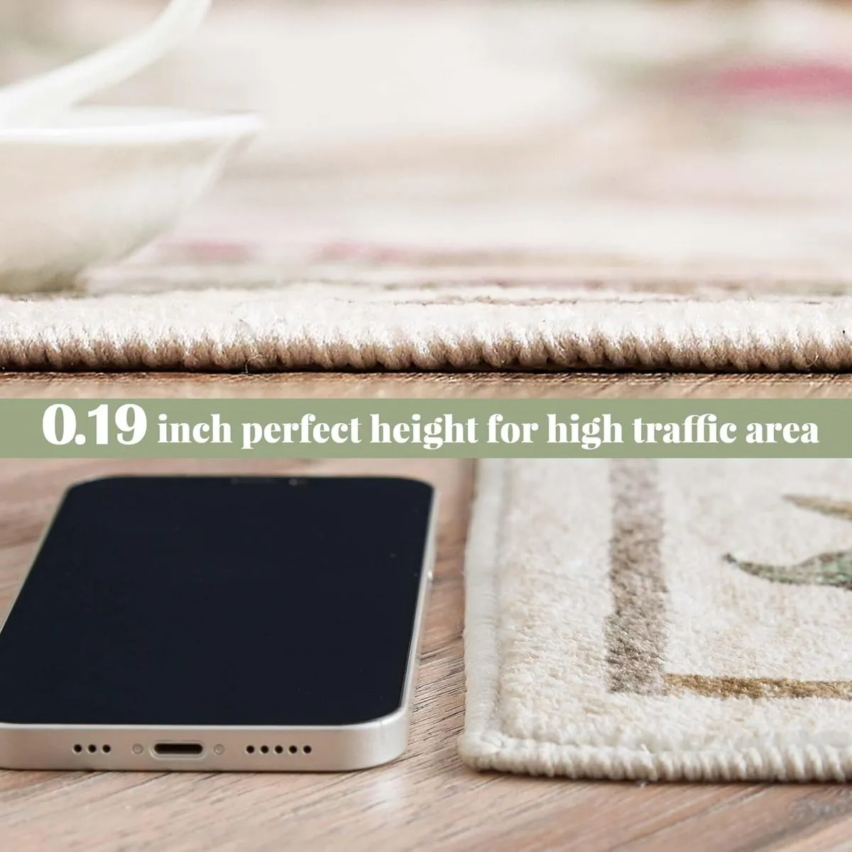 Floral Area Rug 120x180cm Washable Vintage Soft - Image 3