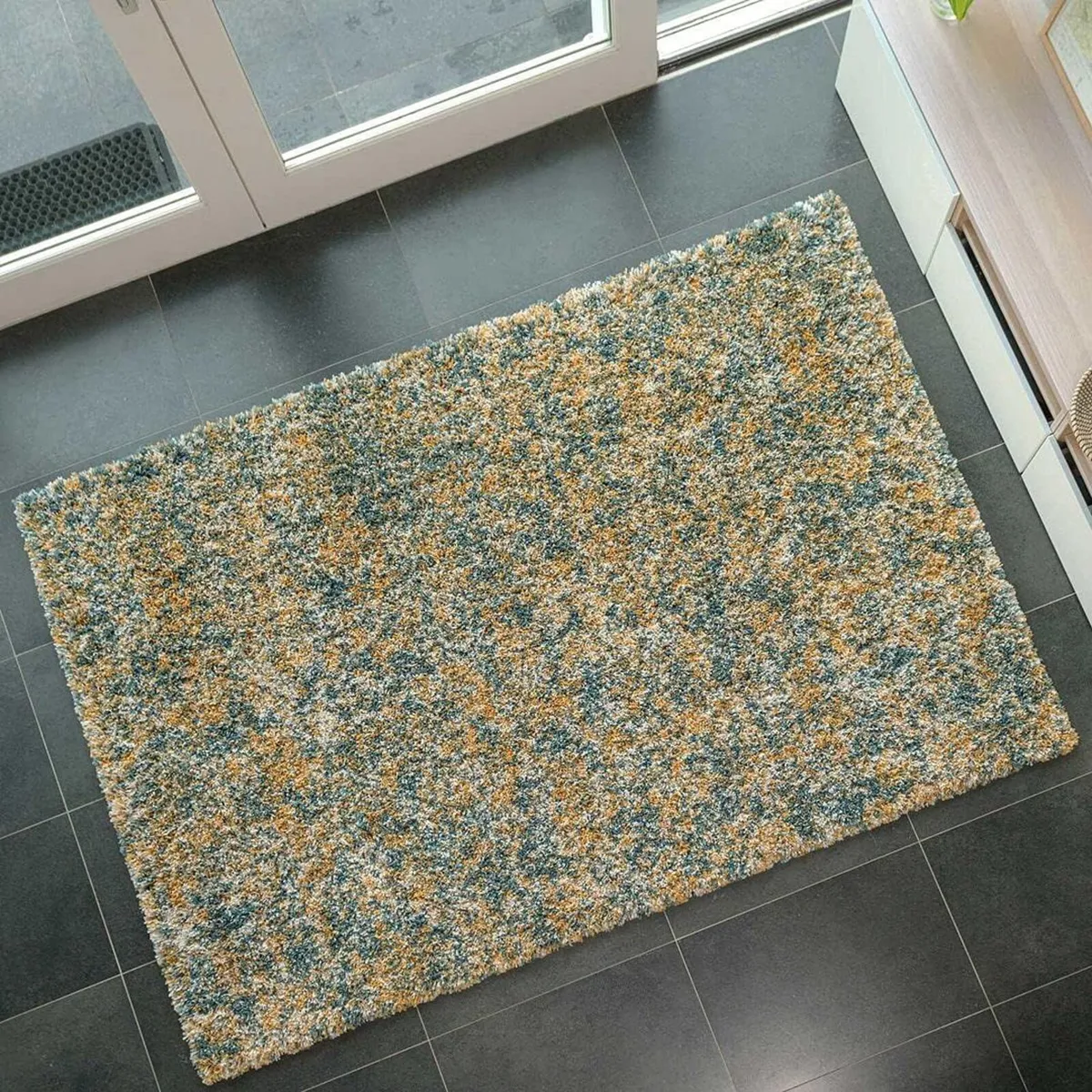 Large Ochre Fluffy Shaggy Shag Carpet Rug - Image 3