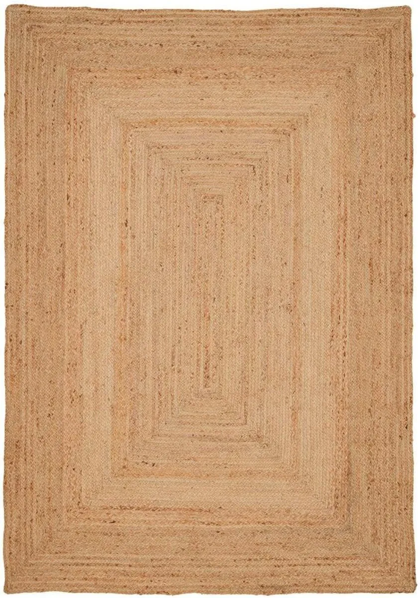 Jute Rug Natural Beige Rustic Golden Rectangular - Image 1