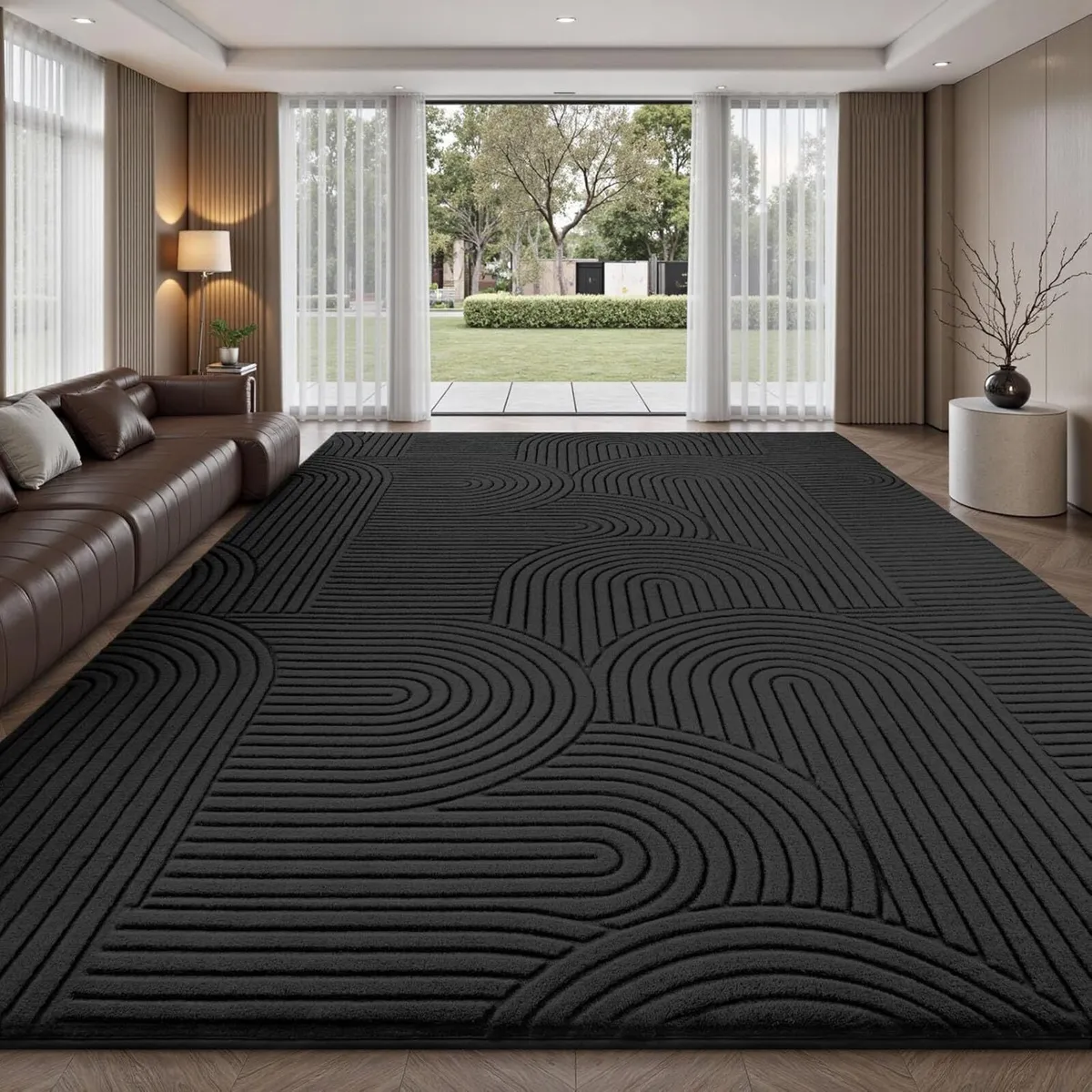 Rugs Living Room 200x300cm Black Soft Shaggy Rug - Image 2