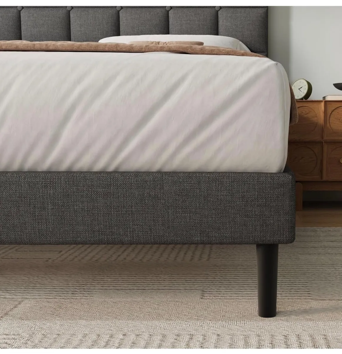 Double Bed Frame, Easy Assembly, Sturdy Wooden Sla - Image 4