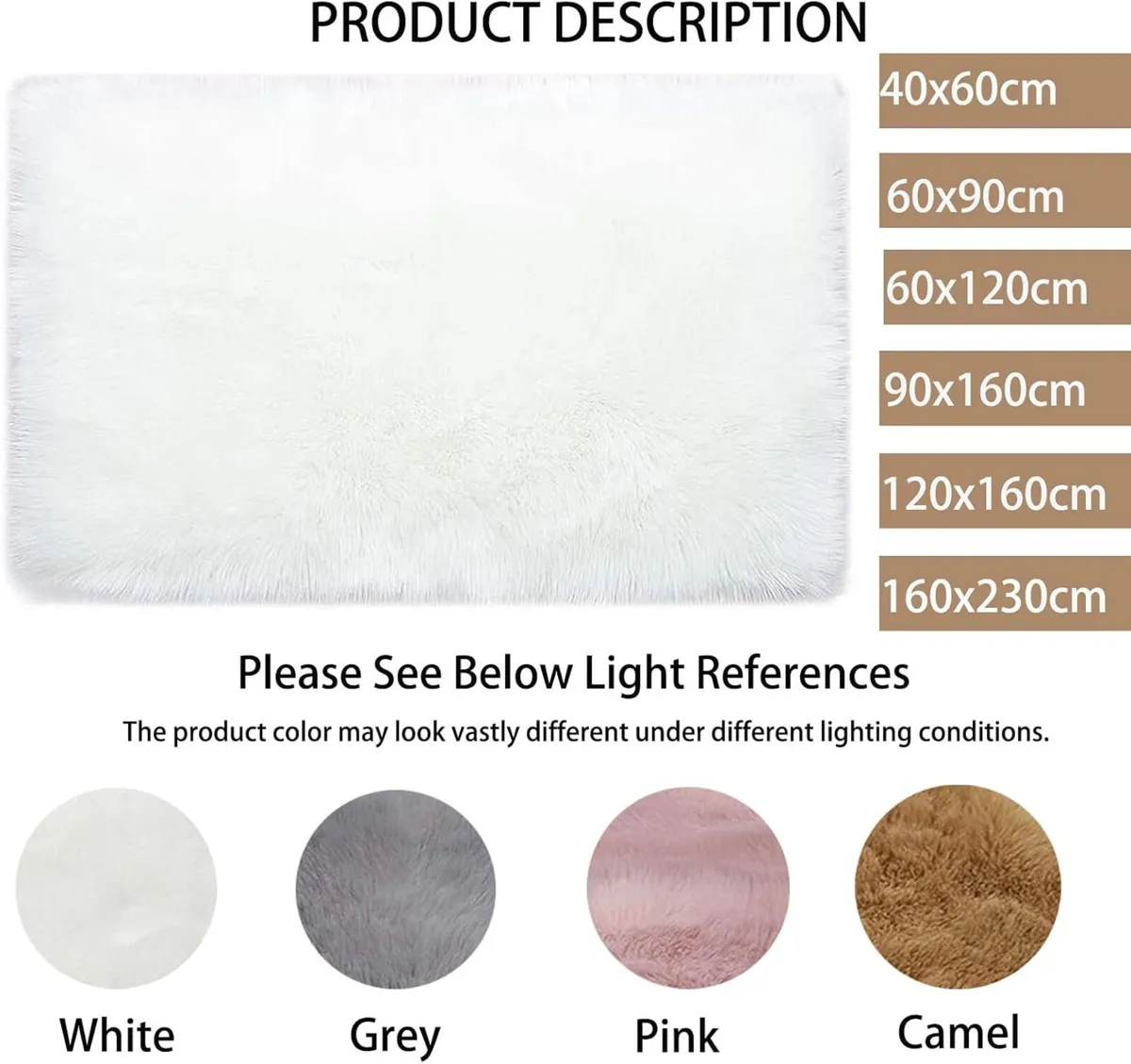 Soft Rug Fluffy Faux Fur Large Sheepskin Rugs for - Image 2