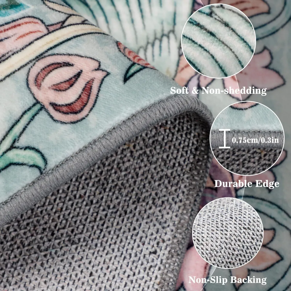 Washable Area Rug for Living Room Green 160x230cm - Image 4