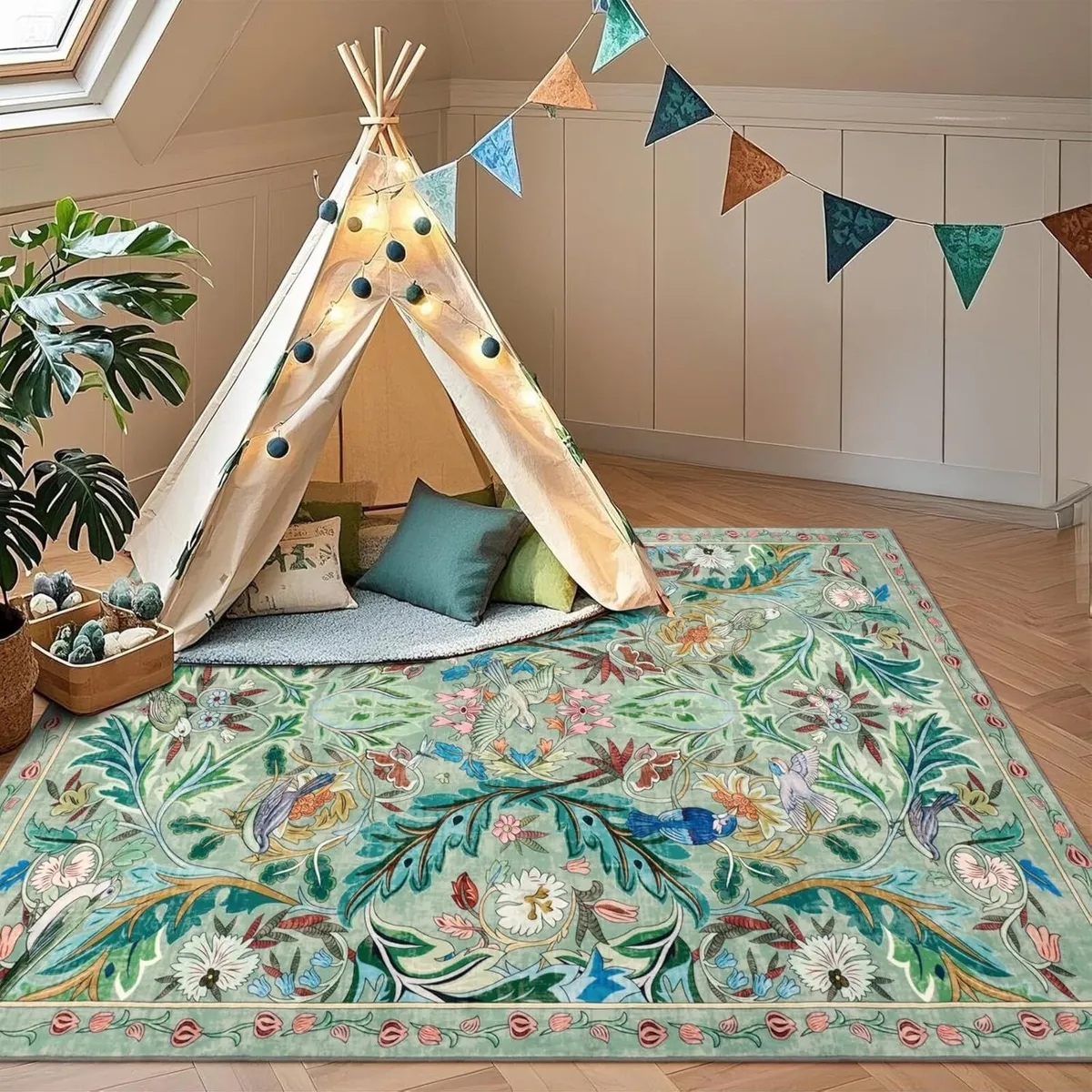 Washable Area Rug for Living Room Green 160x230cm - Image 3