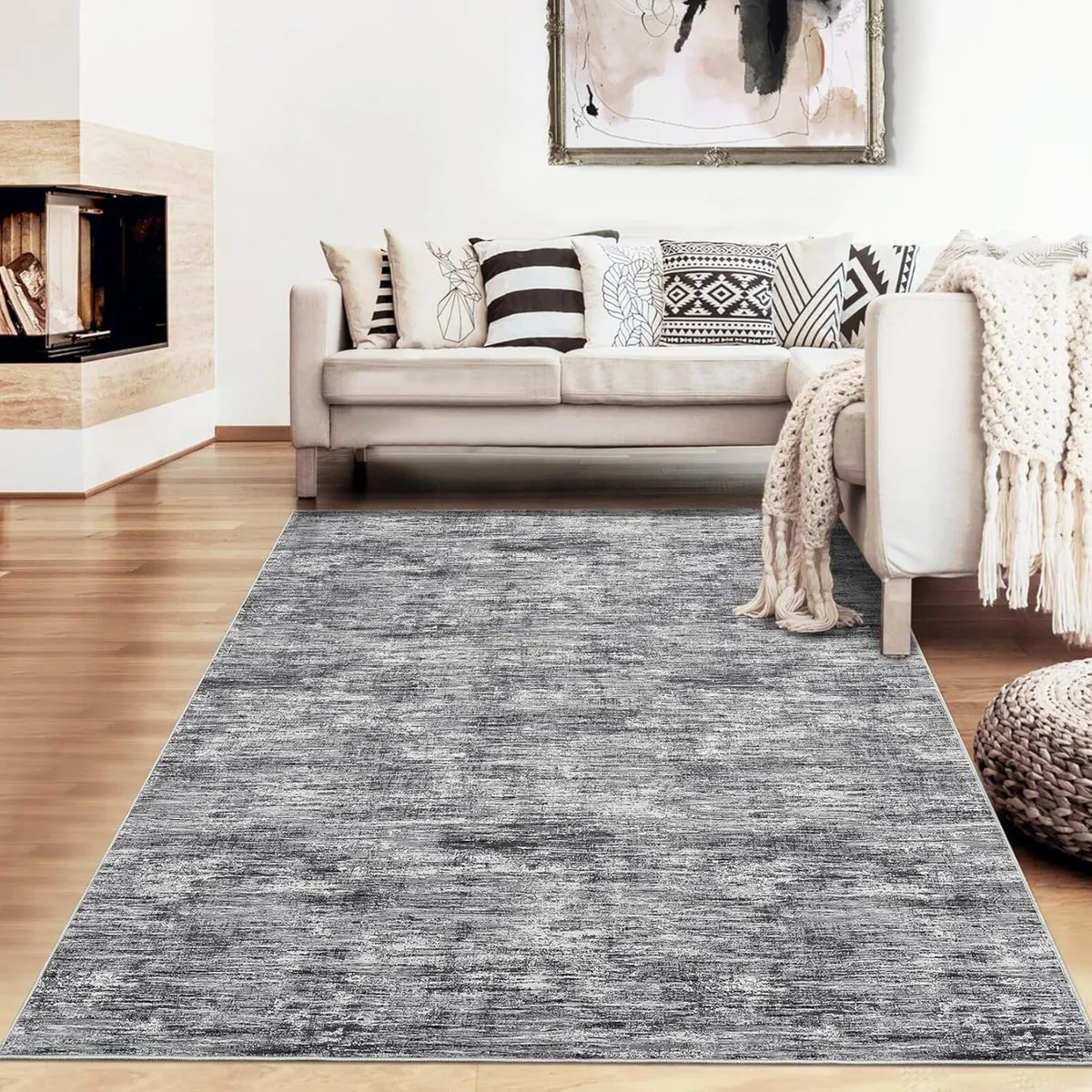 Modern Solid Rug 160x230 cm Living Room Washable - Image 3