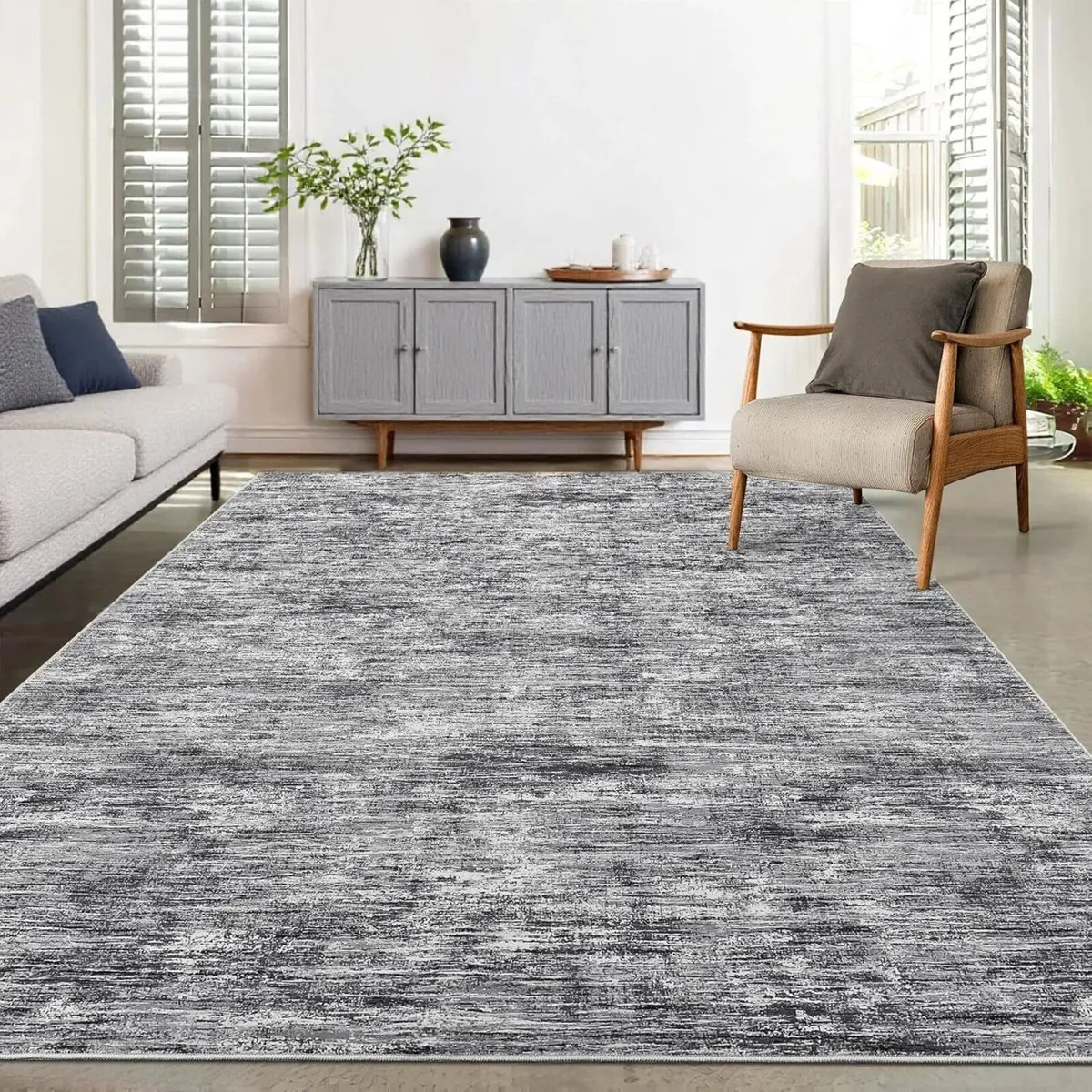 Modern Solid Rug 160x230 cm Living Room Washable - Image 1